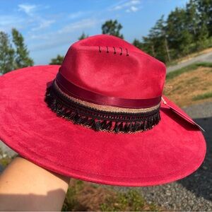 Elegant Red Wide-Brim Hat